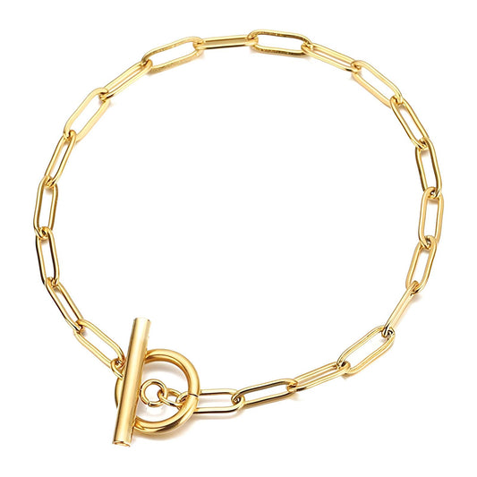 Pulseira em Elos Dourados em Aço Banhada a Ouro 18K