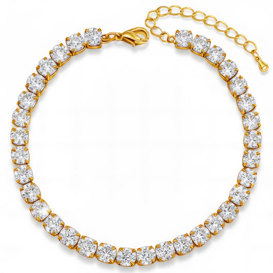 Pulseira "Tennis" em Aço Banhado a Ouro 18K